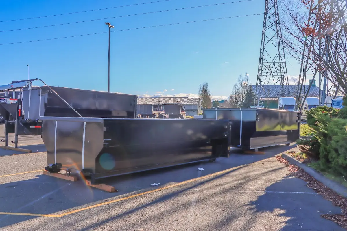 Roll-off dumpster ready for waste disposal at job site for Cleanout Dumpster Rental in West Carson